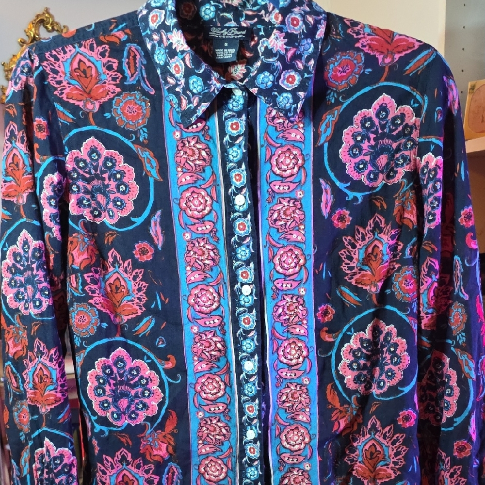 Lucky Brand Dark Blue Floral Top